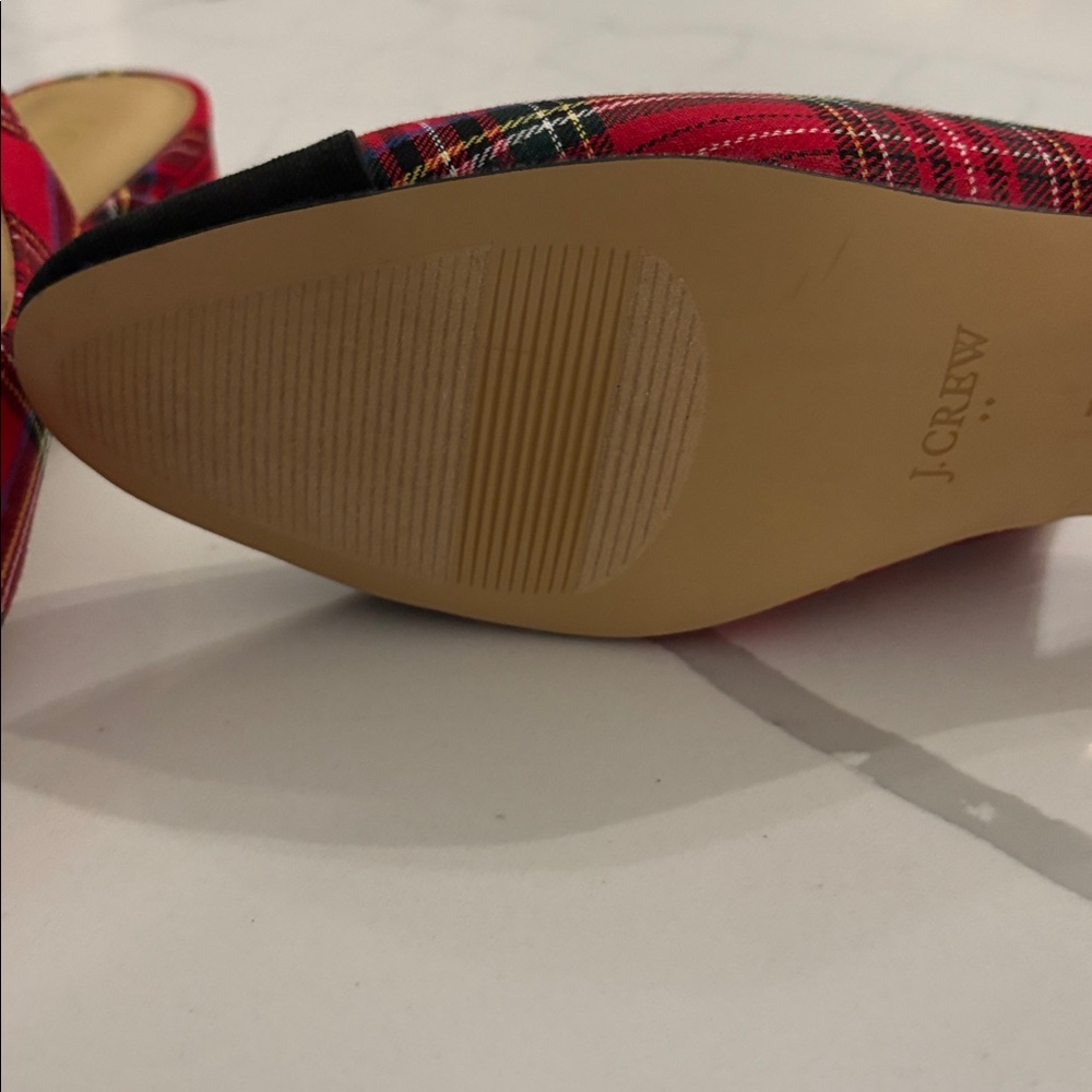 J. Crew Red and Black Plaid Slingback Heels - Picture 2 of 4